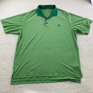 Adidas Climalite Men's  Polo Shirt XL Shorts Sleeves Green With Stripes